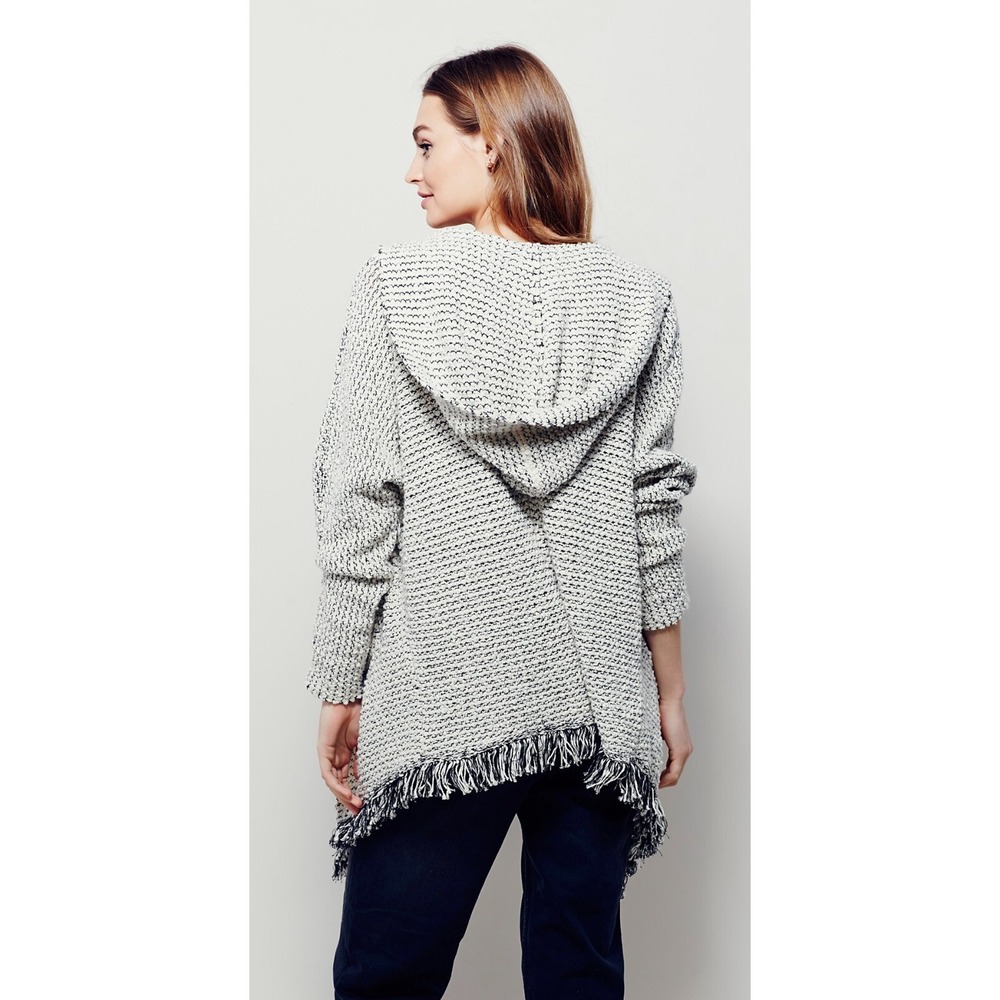 Free People Women's Hooded Cardigan XS  Boho Artsy Oversized Fringe Slouchy